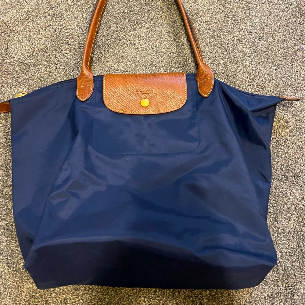 Large Longchamp Le Pilage Tote Navy
